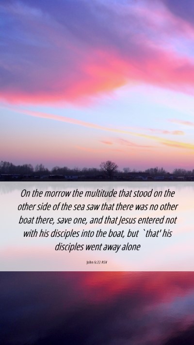 Picture 06 - John 6:22 ASV Mobile Phone Wallpaper - On the morrow the multitude that stood on the - Mobile Bible Verse Wallpaper