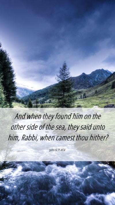 Picture 06 - John 6:25 ASV Mobile Phone Wallpaper - And when they found him on the other side of the - Mobile Bible Verse Wallpaper