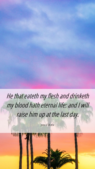 Picture 06 - John 6:54 ASV Mobile Phone Wallpaper - He that eateth my flesh and drinketh my blood - Mobile Bible Verse Wallpaper