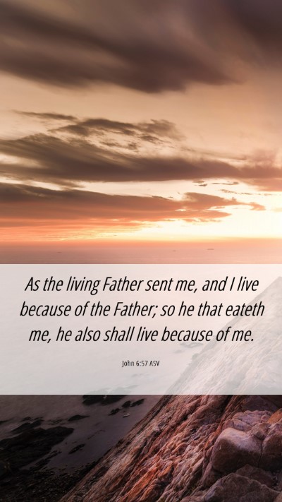 Picture 06 - John 6:57 ASV Mobile Phone Wallpaper - As the living Father sent me, and I live because - Mobile Bible Verse Wallpaper