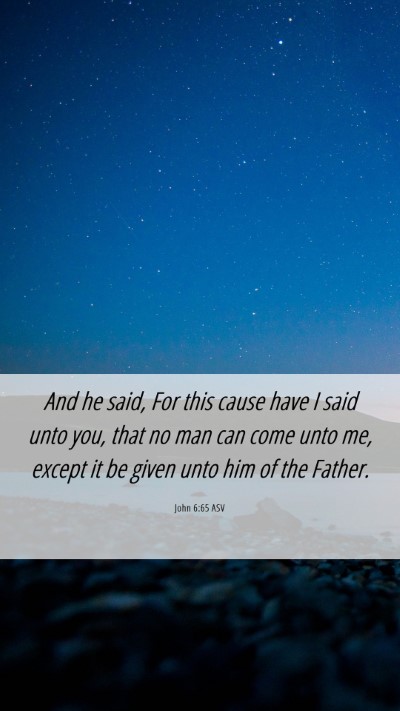 Picture 06 - John 6:65 ASV Mobile Phone Wallpaper - And he said, For this cause have I said unto you, - Mobile Bible Verse Wallpaper