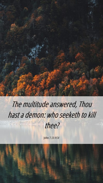 Picture 06 - John 7:20 ASV Mobile Phone Wallpaper - The multitude answered, Thou hast a demon: who - Mobile Bible Verse Wallpaper