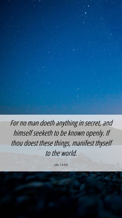 Picture 06 - John 7:4 ASV Mobile Phone Wallpaper - For no man doeth anything in secret, and himself - Mobile Bible Verse Wallpaper