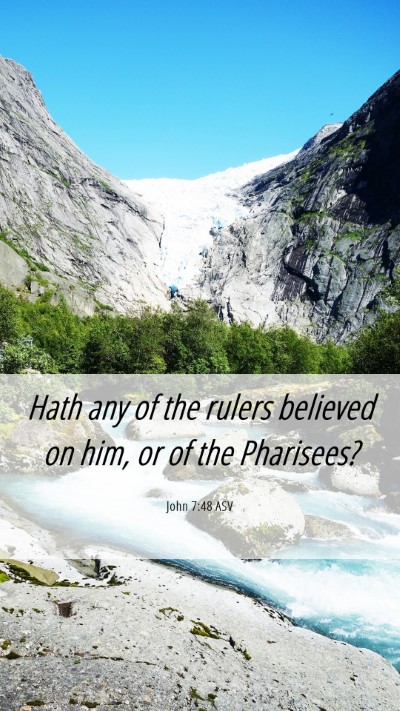 Picture 06 - John 7:48 ASV Mobile Phone Wallpaper - Hath any of the rulers believed on him, or of the - Mobile Bible Verse Wallpaper