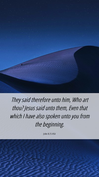 Picture 06 - John 8:25 ASV Mobile Phone Wallpaper - They said therefore unto him, Who art thou? Jesus - Mobile Bible Verse Wallpaper