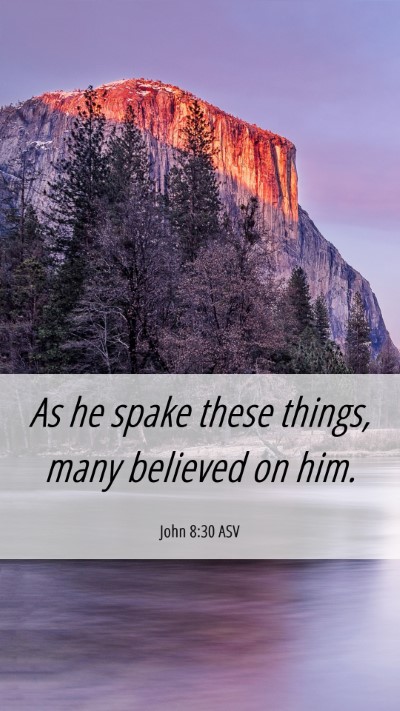 Picture 06 - John 8:30 ASV Mobile Phone Wallpaper - As he spake these things, many believed on - Mobile Bible Verse Wallpaper