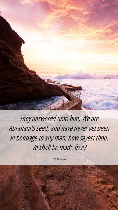 Picture 06 - John 8:33 ASV Mobile Phone Wallpaper - They answered unto him, We are Abraham's seed, - Mobile Bible Verse Wallpaper