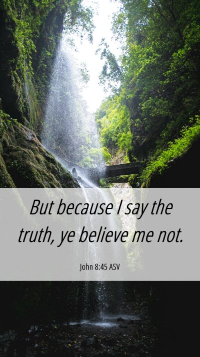 Picture 06 - John 8:45 ASV Mobile Phone Wallpaper - But because I say the truth, ye believe me - Mobile Bible Verse Wallpaper