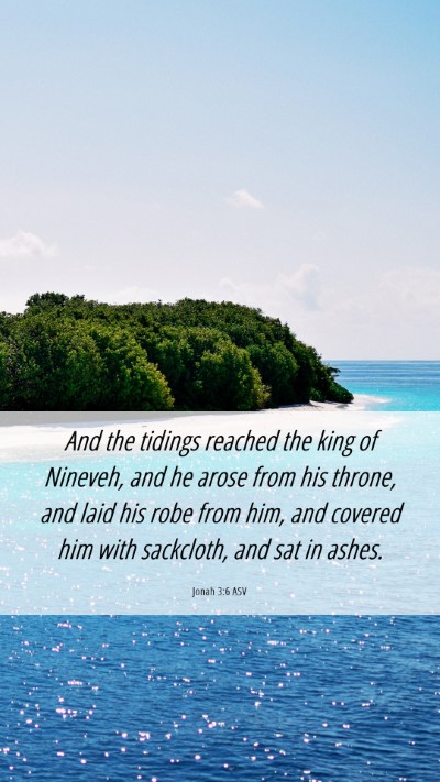 Picture 06 - Jonah 3:6 ASV Mobile Phone Wallpaper - And the tidings reached the king of Nineveh, and - Mobile Bible Verse Wallpaper