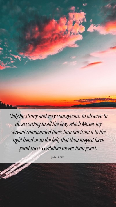 Picture 06 - Joshua 1:7 ASV Mobile Phone Wallpaper - Only be strong and very courageous, to observe to - Mobile Bible Verse Wallpaper
