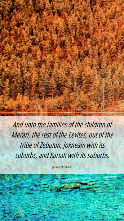 Picture 06 - Joshua 21:34 ASV Mobile Phone Wallpaper - And unto the families of the children of Merari, - Mobile Bible Verse Wallpaper