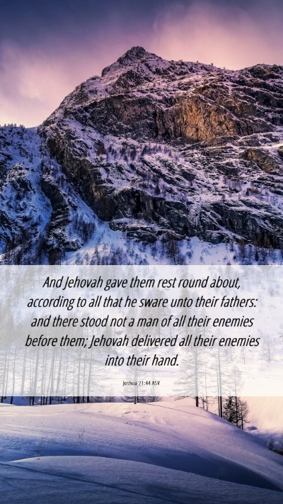 Picture 06 - Joshua 21:44 ASV Mobile Phone Wallpaper - And Jehovah gave them rest round about, according - Mobile Bible Verse Wallpaper