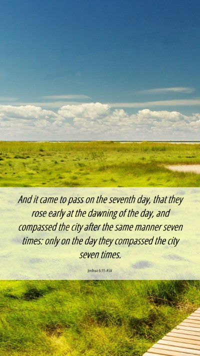 Picture 06 - Joshua 6:15 ASV Mobile Phone Wallpaper - And it came to pass on the seventh day, that they - Mobile Bible Verse Wallpaper