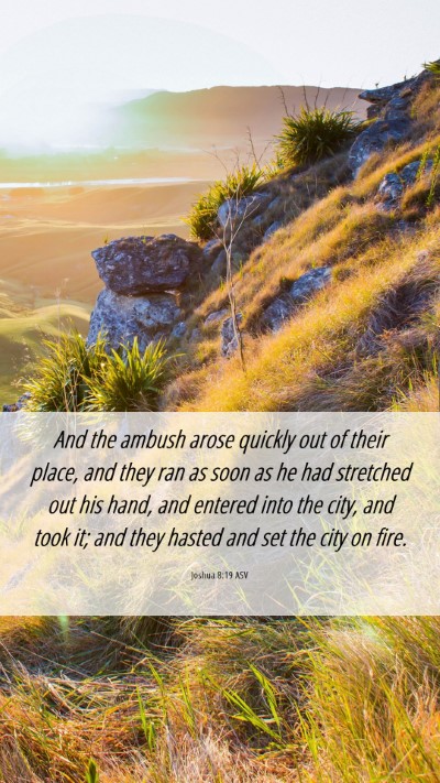 Picture 06 - Joshua 8:19 ASV Mobile Phone Wallpaper - And the ambush arose quickly out of their place, - Mobile Bible Verse Wallpaper