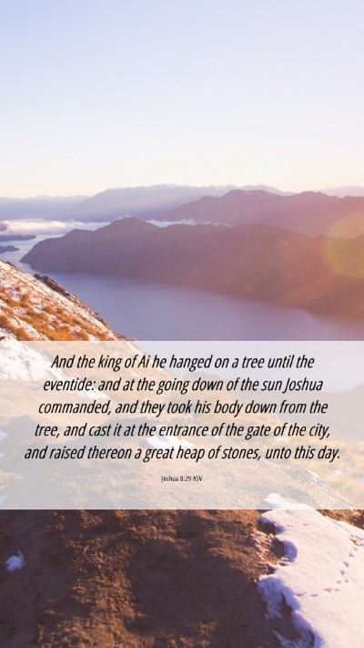 Picture 06 - Joshua 8:29 ASV Mobile Phone Wallpaper - And the king of Ai he hanged on a tree until the - Mobile Bible Verse Wallpaper