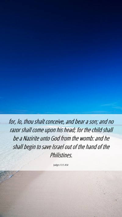 Picture 06 - Judges 13:5 ASV Mobile Phone Wallpaper - for, lo, thou shalt conceive, and bear a son; and - Mobile Bible Verse Wallpaper