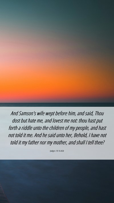 Picture 06 - Judges 14:16 ASV Mobile Phone Wallpaper - And Samson's wife wept before him, and said, Thou - Mobile Bible Verse Wallpaper
