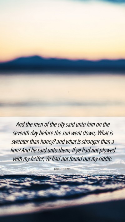 Picture 06 - Judges 14:18 ASV Mobile Phone Wallpaper - And the men of the city said unto him on the - Mobile Bible Verse Wallpaper