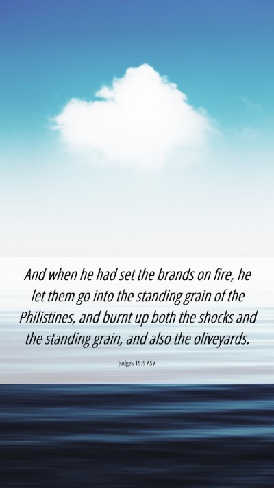 Picture 06 - Judges 15:5 ASV Mobile Phone Wallpaper - And when he had set the brands on fire, he let - Mobile Bible Verse Wallpaper