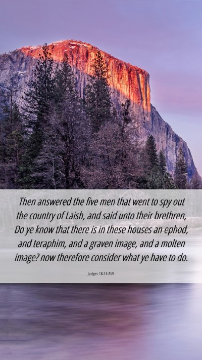 Picture 06 - Judges 18:14 ASV Mobile Phone Wallpaper - Then answered the five men that went to spy out - Mobile Bible Verse Wallpaper
