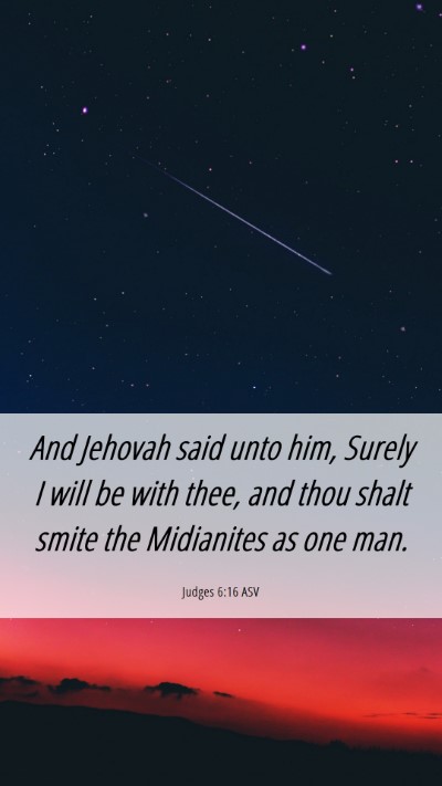 Picture 06 - Judges 6:16 ASV Mobile Phone Wallpaper - And Jehovah said unto him, Surely I will be with - Mobile Bible Verse Wallpaper