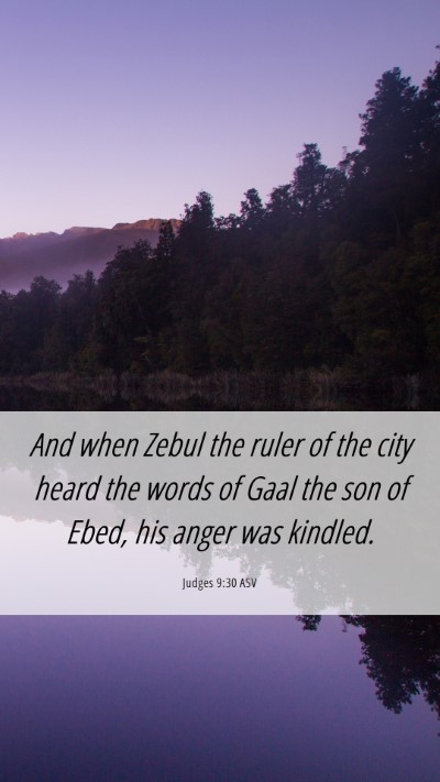 Picture 06 - Judges 9:30 ASV Mobile Phone Wallpaper - And when Zebul the ruler of the city heard the - Mobile Bible Verse Wallpaper