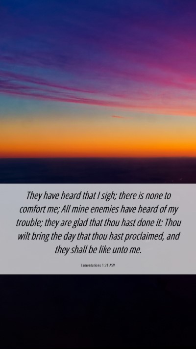 Picture 06 - Lamentations 1:21 ASV Mobile Phone Wallpaper - They have heard that I sigh; there is none to - Mobile Bible Verse Wallpaper