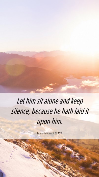 Picture 06 - Lamentations 3:28 ASV Mobile Phone Wallpaper - Let him sit alone and keep silence, because he - Mobile Bible Verse Wallpaper