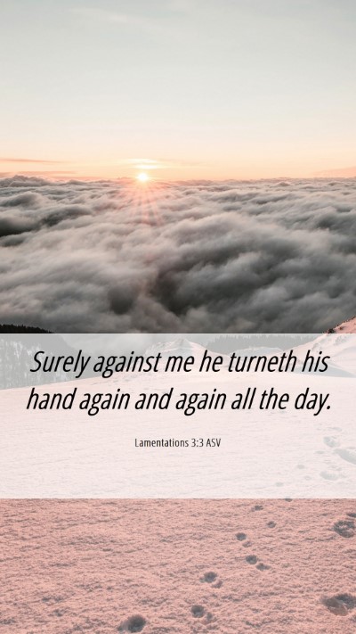 Picture 06 - Lamentations 3:3 ASV Mobile Phone Wallpaper - Surely against me he turneth his hand again and - Mobile Bible Verse Wallpaper