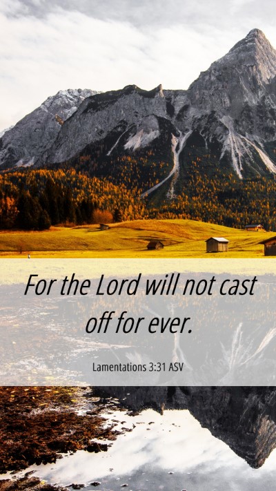 Picture 06 - Lamentations 3:31 ASV Mobile Phone Wallpaper - For the Lord will not cast off for - Mobile Bible Verse Wallpaper