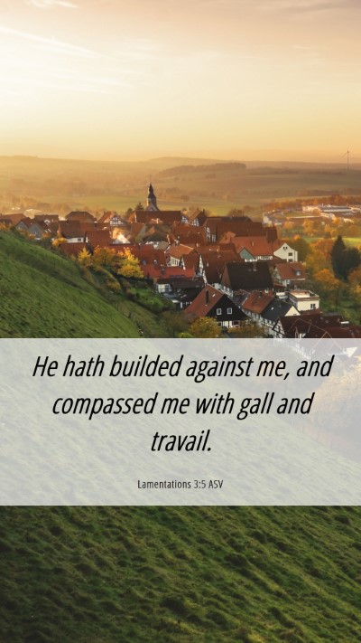 Picture 06 - Lamentations 3:5 ASV Mobile Phone Wallpaper - He hath builded against me, and compassed me with - Mobile Bible Verse Wallpaper