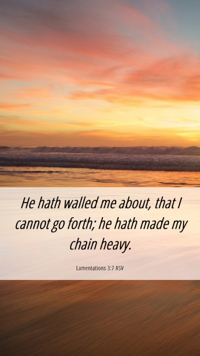 Picture 06 - Lamentations 3:7 ASV Mobile Phone Wallpaper - He hath walled me about, that I cannot go forth; - Mobile Bible Verse Wallpaper