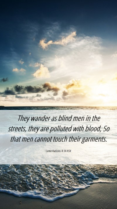 Picture 06 - Lamentations 4:14 ASV Mobile Phone Wallpaper - They wander as blind men in the streets, they are - Mobile Bible Verse Wallpaper