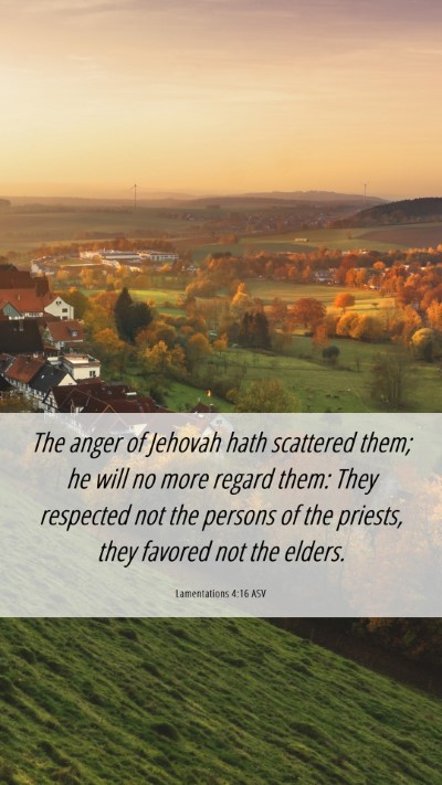 Picture 06 - Lamentations 4:16 ASV Mobile Phone Wallpaper - The anger of Jehovah hath scattered them; he will - Mobile Bible Verse Wallpaper