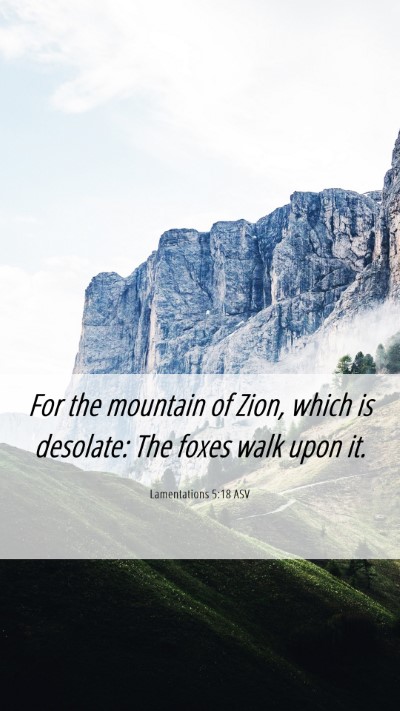Picture 06 - Lamentations 5:18 ASV Mobile Phone Wallpaper - For the mountain of Zion, which is desolate: The - Mobile Bible Verse Wallpaper