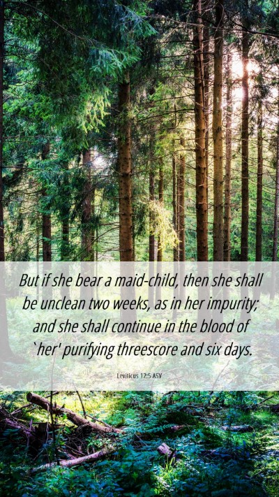 Picture 06 - Leviticus 12:5 ASV Mobile Phone Wallpaper - But if she bear a maid-child, then she shall be - Mobile Bible Verse Wallpaper