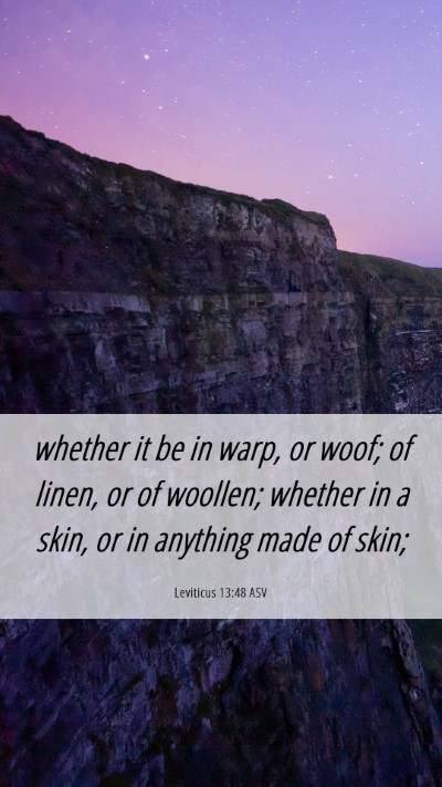 Picture 06 - Leviticus 13:48 ASV Mobile Phone Wallpaper - whether it be in warp, or woof; of linen, or of - Mobile Bible Verse Wallpaper