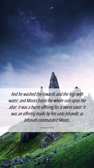 Picture 06 - Leviticus 8:21 ASV Mobile Phone Wallpaper - And he washed the inwards and the legs with - Mobile Bible Verse Wallpaper