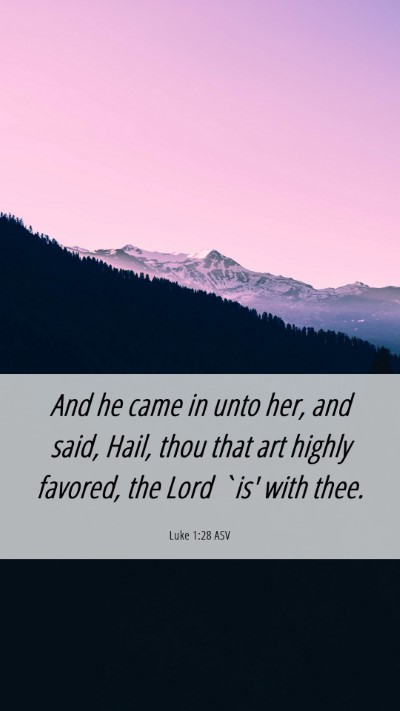 Picture 06 - Luke 1:28 ASV Mobile Phone Wallpaper - And he came in unto her, and said, Hail, thou - Mobile Bible Verse Wallpaper