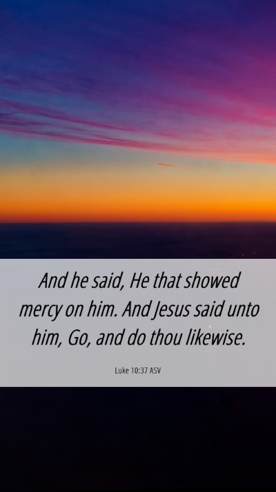 Picture 06 - Luke 10:37 ASV Mobile Phone Wallpaper - And he said, He that showed mercy on him. And - Mobile Bible Verse Wallpaper
