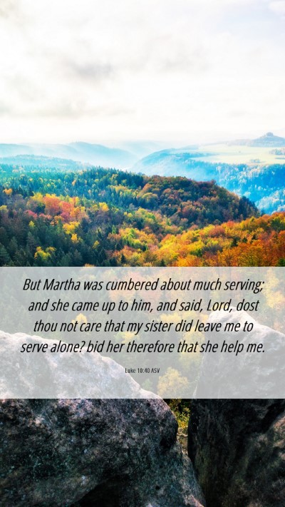 Picture 06 - Luke 10:40 ASV Mobile Phone Wallpaper - But Martha was cumbered about much serving; and - Mobile Bible Verse Wallpaper