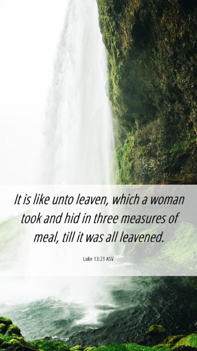Picture 06 - Luke 13:21 ASV Mobile Phone Wallpaper - It is like unto leaven, which a woman took and - Mobile Bible Verse Wallpaper