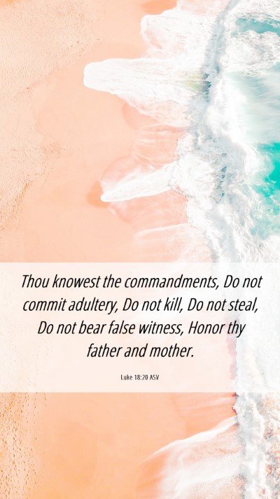 Picture 06 - Luke 18:20 ASV Mobile Phone Wallpaper - Thou knowest the commandments, Do not commit - Mobile Bible Verse Wallpaper