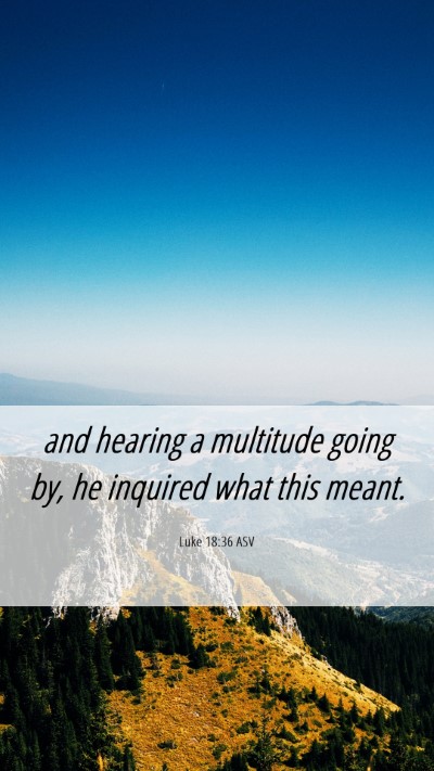 Picture 06 - Luke 18:36 ASV Mobile Phone Wallpaper - and hearing a multitude going by, he inquired - Mobile Bible Verse Wallpaper