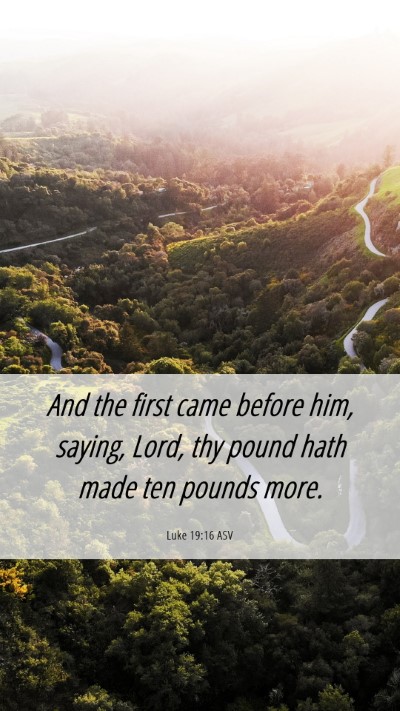 Picture 06 - Luke 19:16 ASV Mobile Phone Wallpaper - And the first came before him, saying, Lord, thy - Mobile Bible Verse Wallpaper