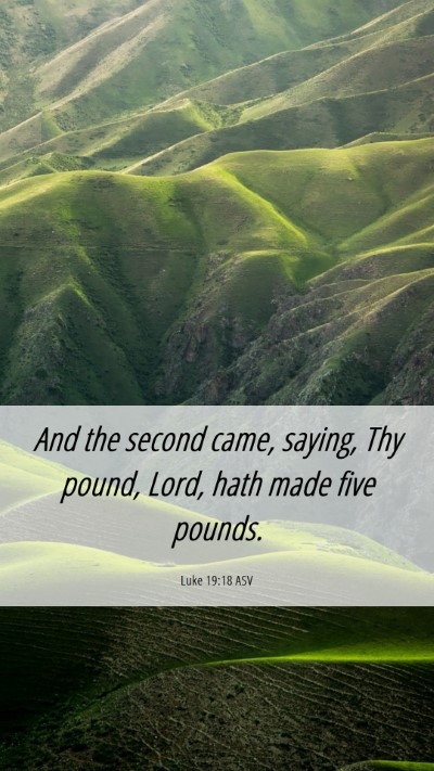 Picture 06 - Luke 19:18 ASV Mobile Phone Wallpaper - And the second came, saying, Thy pound, Lord, - Mobile Bible Verse Wallpaper