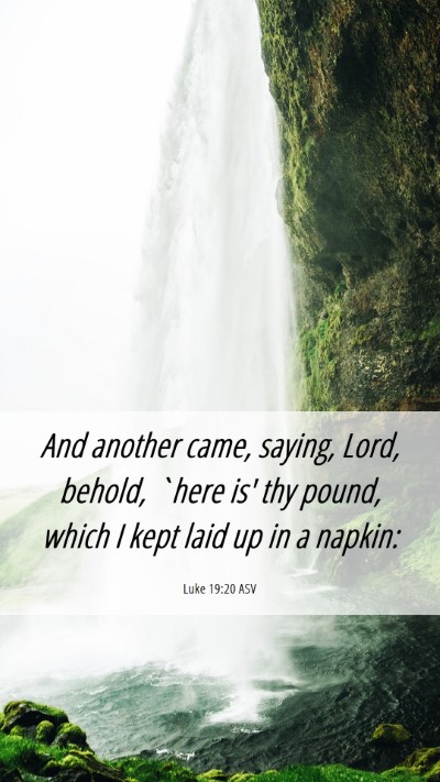 Picture 06 - Luke 19:20 ASV Mobile Phone Wallpaper - And another came, saying, Lord, behold, `here is' - Mobile Bible Verse Wallpaper