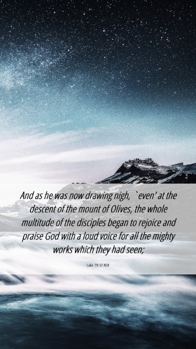 Picture 06 - Luke 19:37 ASV Mobile Phone Wallpaper - And as he was now drawing nigh, `even' at the - Mobile Bible Verse Wallpaper