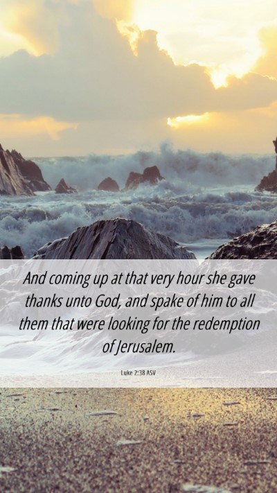 Picture 06 - Luke 2:38 ASV Mobile Phone Wallpaper - And coming up at that very hour she gave thanks - Mobile Bible Verse Wallpaper