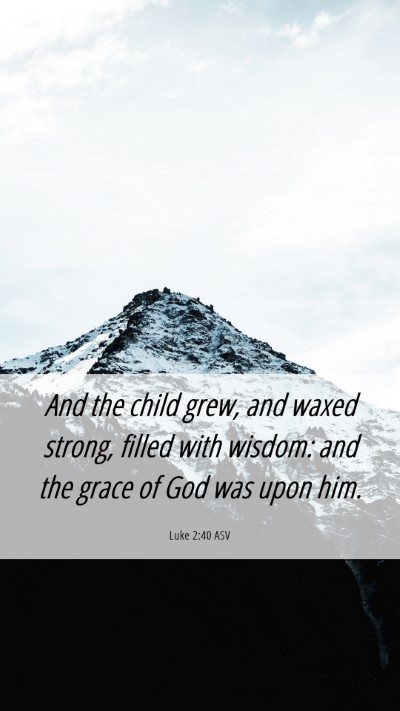 Picture 06 - Luke 2:40 ASV Mobile Phone Wallpaper - And the child grew, and waxed strong, filled with - Mobile Bible Verse Wallpaper
